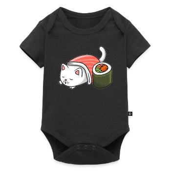 Kawaii Cat Sushi Japan Manga Anime Cat - Baby Premium short-sleeve bodysuit - black - Front