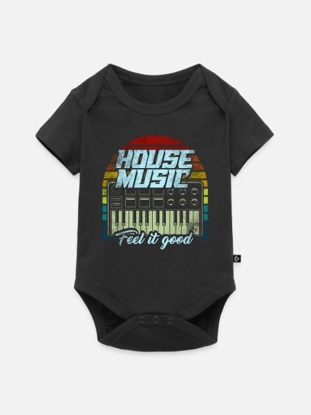 House Musik - Baby Premium Kurzarmbody - Schwarz