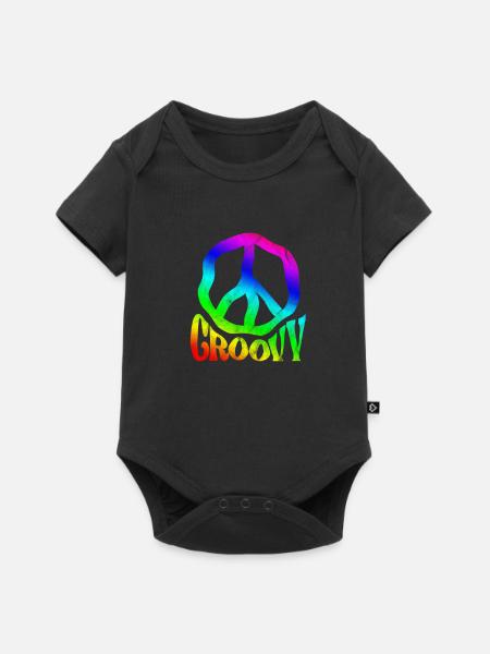Hippie - Baby Premium Kurzarmbody - Schwarz