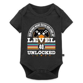 40 Geburtstag Geschenk Level 40 Complete Zocken - Baby Premium Kurzarmbody - Schwarz - Vorne