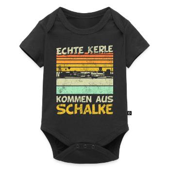 Gelsenkirchen | Echte Kerle kommen aus Schalke - Baby Premium Kurzarmbody - Schwarz - Vorne