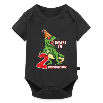 Kids 2 Years Old Dinosaur Birthday 2 Party - Baby Premium short-sleeve bodysuit - black - Front