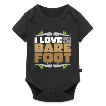 Barefoot Barfuß Barfuss Fußabdruck Barfußläufer - Baby Premium Kurzarmbody - Schwarz - Vorne