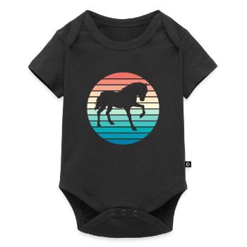 Cheval Retro Chevaux Vintage Équitation Cavalier - Body à manches courtes Premium Bébé - noir - Devant