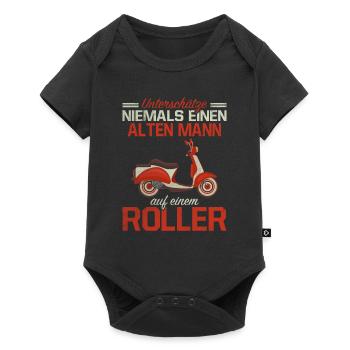 Unterschätze Niemals Alten Mann Roller Rollerfahrt - Baby Premium Kurzarmbody - Schwarz - Vorne