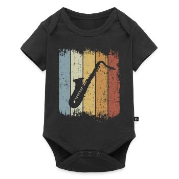 Retro Saxophone Vintage Musician Saxophonist Music - Baby Premium short-sleeve bodysuit - black - Front
