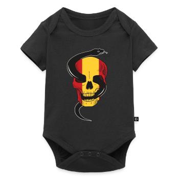 Skull with Snake and Spain Flag T Shirt - Baby Premium short-sleeve bodysuit - black - Front