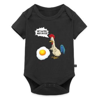 Lustiges Huhn mit Spiegelei, Sarkasmus, Hühner - Baby Premium Kurzarmbody - Schwarz - Vorne