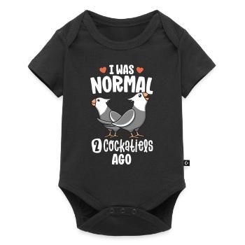 Ich war normal 2 Nymphensittiche vor weißem Gesicht - Baby Premium Kurzarmbody - Schwarz - Vorne