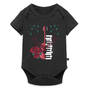 Guitare Notes musicales Piano Touches Rouge Roses Fleur - Body à manches courtes Premium Bébé - noir - Devant