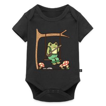 Cottagecore Aesthetic Frog with Banjo - Baby Premium short-sleeve bodysuit - black - Front