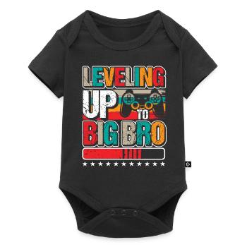 Levelling Up To Big Bro Design Für Großer Bruder - Baby Premium Kurzarmbody - Schwarz - Vorne