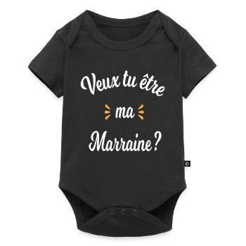 Veux tu être ma marraine? bébé cadeau naissance - Body à manches courtes Premium Bébé - noir - Devant