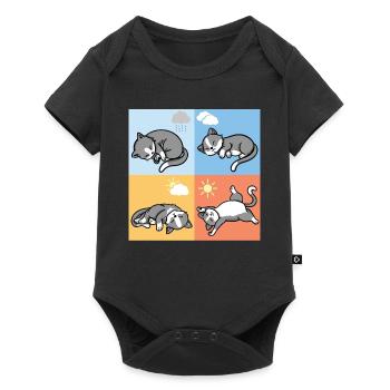 funny sleeping weather cats cuddly outfit - Baby Premium short-sleeve bodysuit - black - Front