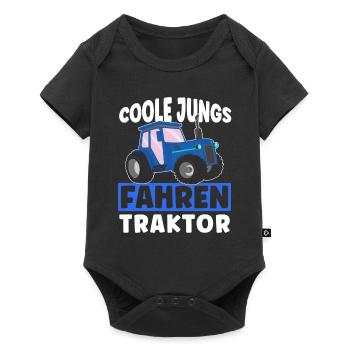Coole Jungs fahren Traktor - Kinder Jungen Trekker - Baby Premium Kurzarmbody - Schwarz - Vorne