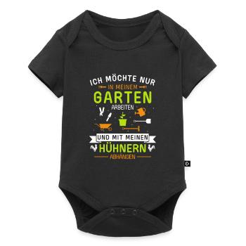 Im Garten arbeiten und mit Hühner abhängen - Baby Premium Kurzarmbody - Schwarz - Vorne
