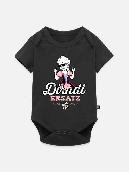 Dirndl Ersatz Damen Trachtenshirt Kind - Baby Premium Kurzarmbody - Schwarz