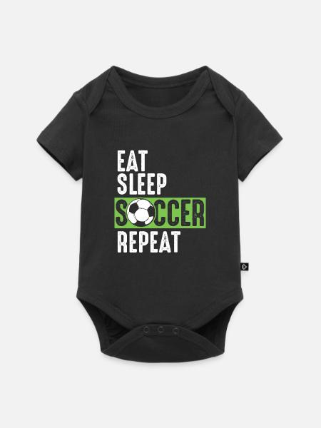 Eat Sleep Soccer Repeat - Baby Premium Kurzarmbody - Schwarz