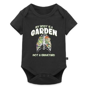 Mein Körper Ist Ein Garten, Kein Friedhof Vegan - Baby Premium Kurzarmbody - Schwarz - Vorne