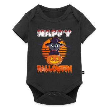 Halloween Creepy Cat Witch Pumpkin - Baby Premium short-sleeve bodysuit - black - Front