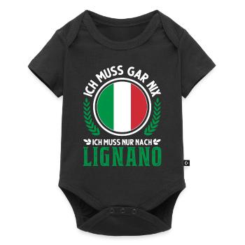 Lignano Italien Urlaub Reise Geschenk - Baby Premium Kurzarmbody - Schwarz - Vorne