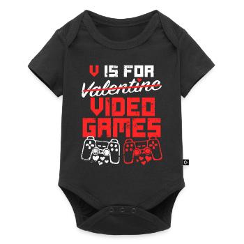 V Is For Valentine Video Games - Saint Valentin - Body à manches courtes Premium Bébé - noir - Devant