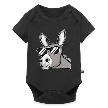 Donkey with Sunglasses Hausel Farm Animals Gift - Baby Premium short-sleeve bodysuit - black - Front