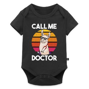 Call Me Docteur Lama Llama Docteur - Body à manches courtes Premium Bébé - noir - Devant