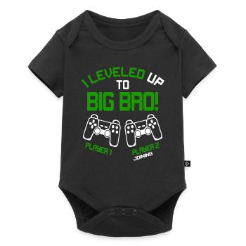 I Leveled up to Big Bro - Gaming Video Gamer - Baby Premium Kurzarmbody - Schwarz - Vorne