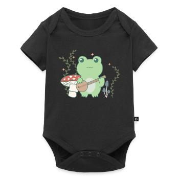 Cottagecore esthétique grenouille dans la forêt avec banjo - Body à manches courtes Premium Bébé - noir - Devant