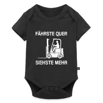 Fährste Quer siehste mehr Spruch Gabelstapler - Baby Premium Kurzarmbody - Schwarz - Vorne