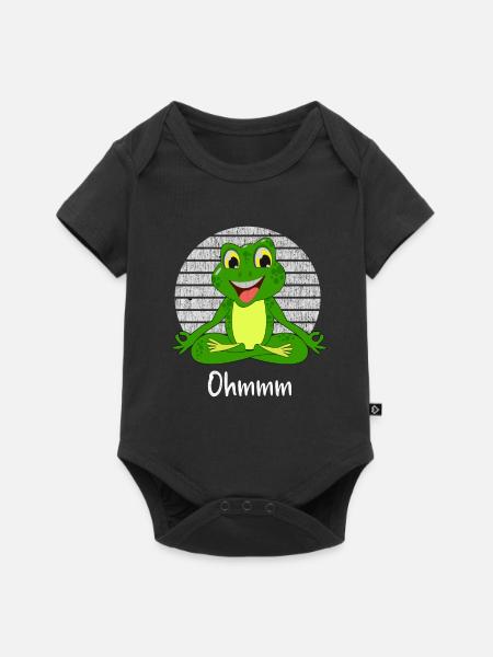 Meditation Frosch - Yoga Frosch - Baby Premium Kurzarmbody - Schwarz