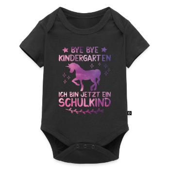Ich bin jetzt ein Schulkind 2021 Pferde Mädchen - Baby Premium Kurzarmbody - Schwarz - Vorne