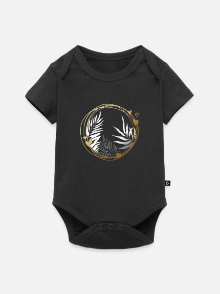 Blumen Floral Lineart - Baby Premium Kurzarmbody - Schwarz