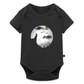 Halloween Mond Hase Häschen Geschenk - Baby Premium Kurzarmbody - Schwarz - Vorne