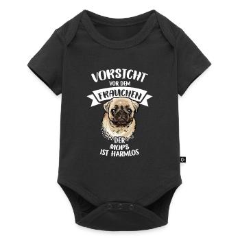 Vorsicht Vor Dem Frauchen Mops Ist Harmlos - Baby Premium Kurzarmbody - Schwarz - Vorne