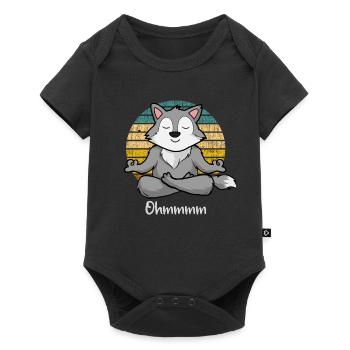 Meditation Wolf - Yoga Wolf - Baby Premium short-sleeve bodysuit - black - Front