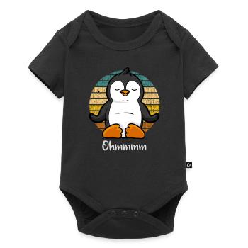 Meditation Penguin - Yoga Penguin - Baby Premium short-sleeve bodysuit - black - Front