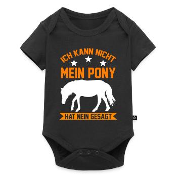 Pony Pferd Pony Ponybesitzer - Baby Premium Kurzarmbody - Schwarz - Vorne