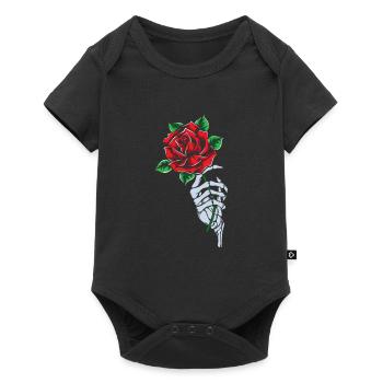 Red Rose Skeleton Hand Rose Flower Red Rose Gothic - Baby Premium short-sleeve bodysuit - black - Front
