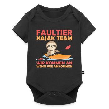 Faultier Kajak Team lustige Faultiere paddeln - Baby Premium Kurzarmbody - Schwarz - Vorne
