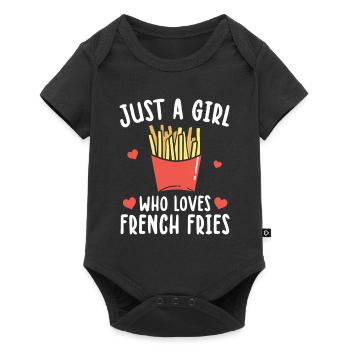 Juste A Girl Who Loves French Fries Frites - Body à manches courtes Premium Bébé - noir - Devant