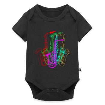 Vintage Saxophone 90 80 Saxophone Jazz - Body à manches courtes Premium Bébé - noir - Devant