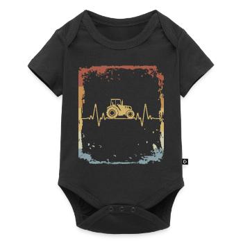 Vintage Heartbeat Tractor ECG Farmer Farming - Baby Premium short-sleeve bodysuit - black - Front