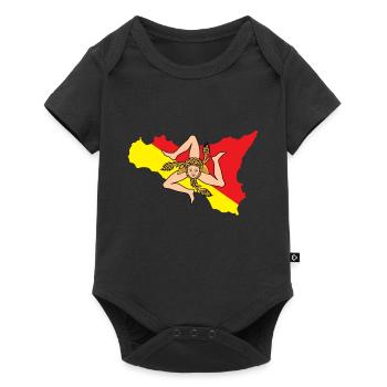 Italie Italia Sicilia Drapeau Sicile Palerme - Body à manches courtes Premium Bébé - noir - Devant