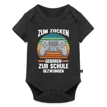 Zum Zocker Geboren Zur Schule Gezwungen - Baby Premium Kurzarmbody - Schwarz - Vorne