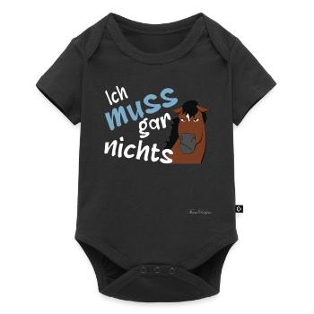 Pferd Araber muss gar nichts - Baby Premium Kurzarmbody - Schwarz - Vorne