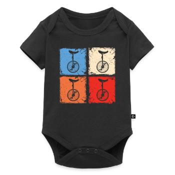 TEE retro vintage squares unicycle monocycle - Baby Premium short-sleeve bodysuit - black - Front