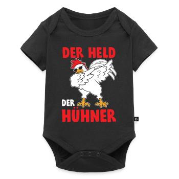 Der Held der Hühner Dabbing Huhn - Baby Premium Kurzarmbody - Schwarz - Vorne