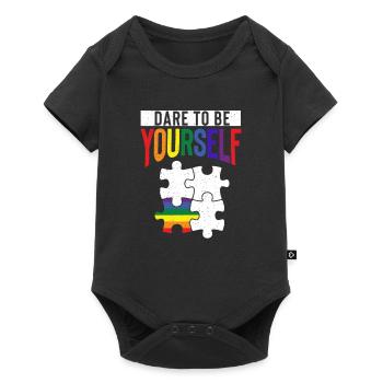 Dare To Be Yourself LGBT Pride Puzzle Piece Rainbo - Baby Premium Kurzarmbody - Schwarz - Vorne